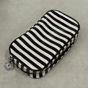 Henri Bendel Black White Travel Zip Case Cosmetic Bag Checkered Pattern